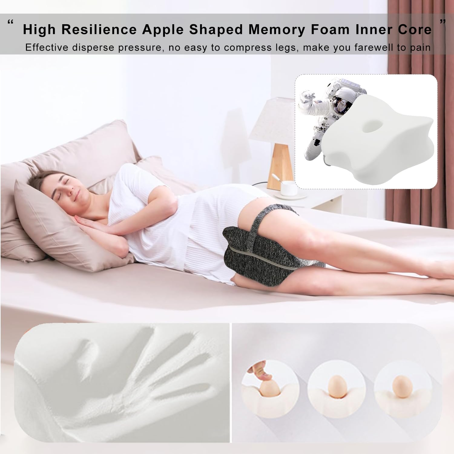 Knee Pillow for Sleeping on Side, Memory Foam Wedge Pillow Knee Pillow, Leg Pain, Knees Pain, Joints Pain & Pregnancy Bed Leg Cushion for Side Sleepers image number 2