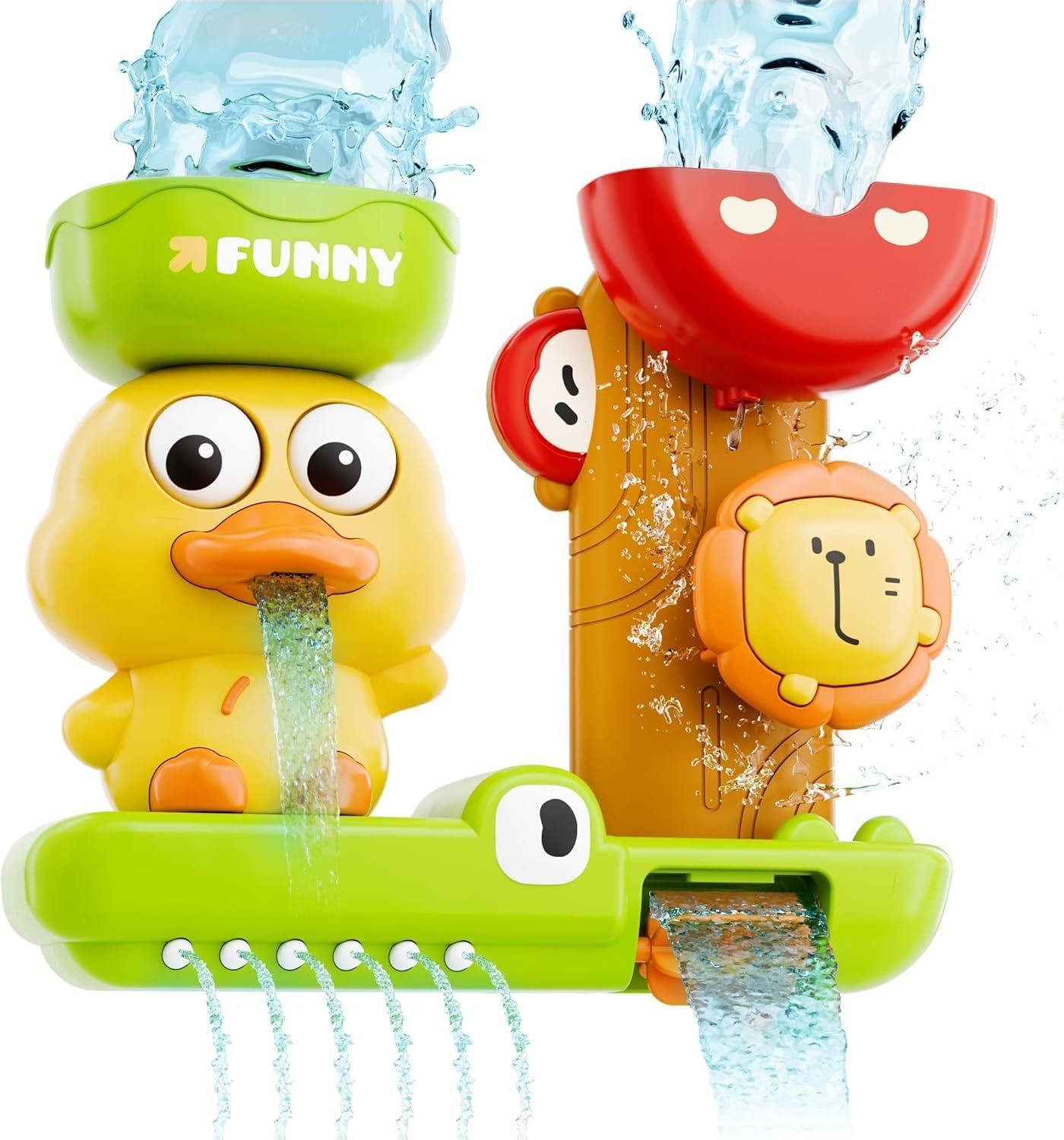 Bath Time Splash Set with Strong Suction Cups - Interactive Duck & Lion Design for Family Fun in Tub & Shower - Perfect for Relaxing Bath Entertainment image number 5