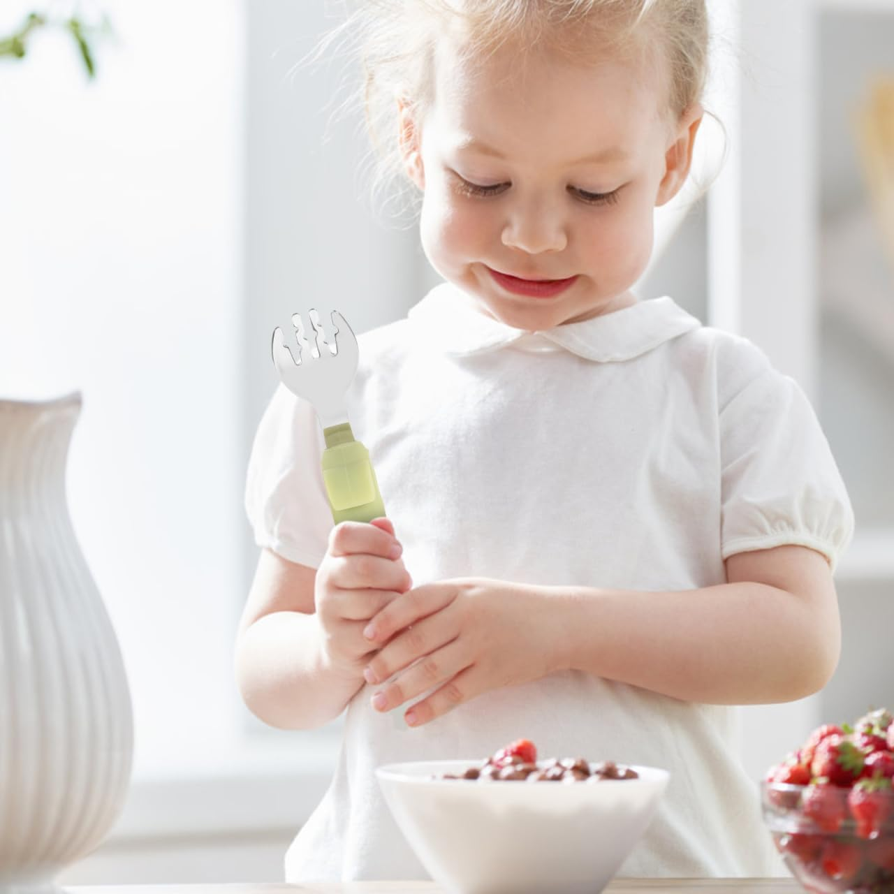 Toddler Utensils Set Toddler Training Fork & Spoon with Storage Box, Short Handle for Travel Home image number 4