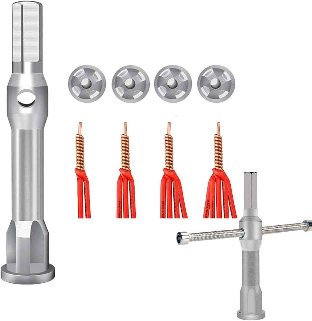 FUTISKY Wire Twister, Wire Stripper and Twister, Portable Quick Connector Twist Wire Tool for Power Drill Drivers, Power Tool Accessories, Silver Steel, 2.5 - 4 Square 5 Lines