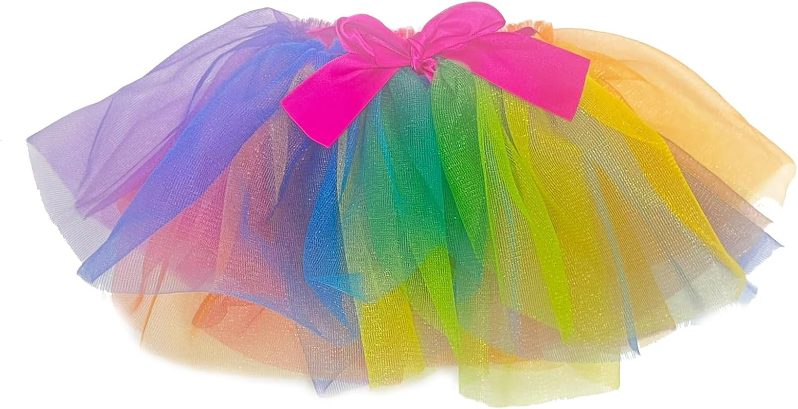 LERTREE Pet Tutu Skirt Lace up Tulle Rainbow Dress for Dog Puppy Cat Party Cosplay Costume (L) image number 1