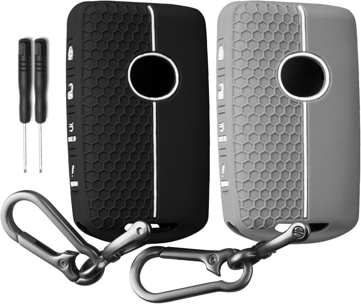 QBUC 2PCS for Mazda Silicone Rubber Key Fob Cover, Key Case with Keychain for 2019-2025 for Mazda 3 6 Cx-5 Cx-50 Cx-30 Cx-9 Smart Key Replacement Protector Car Accessories(4 Buttons) image number 4