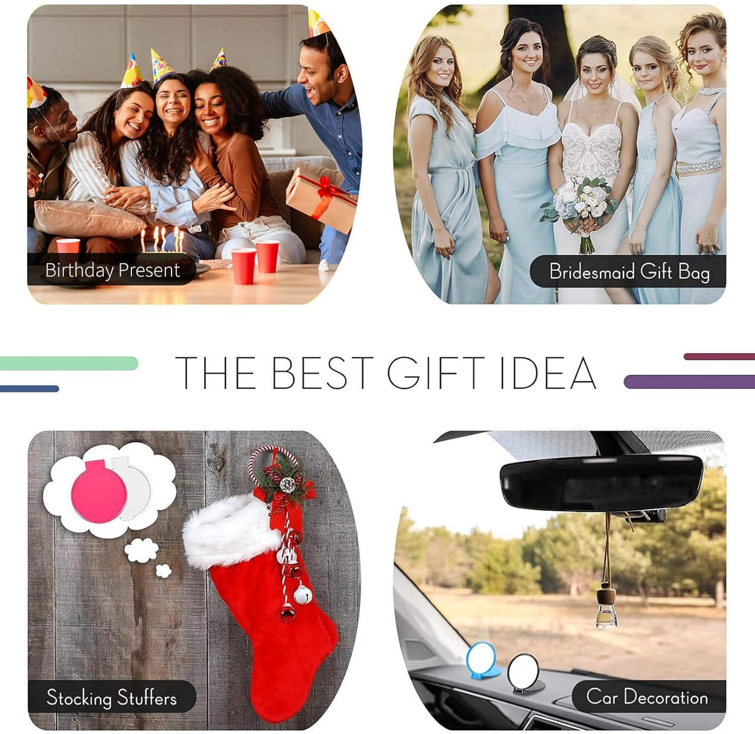 Jetec 40 Pieces Compact Mirrors Bulk Gifts Mini Vintage Pocket Mirrors for Purse Small Portable Folding round Makeup Stuffs for Travel Daily Use Party Favors Women (Classic Colors Set) image number 6