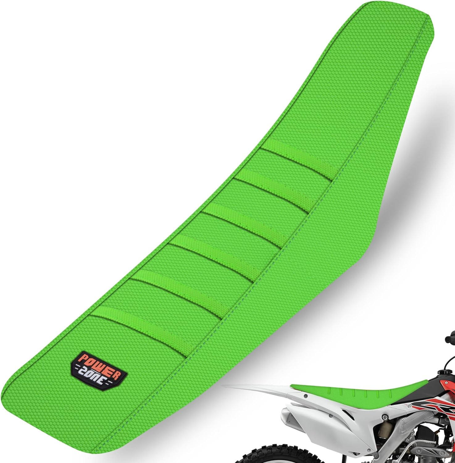 Dirt Bike Seat Cover - White Stripe Universial Seat Cover for Dirt Bike - Motorcycle Motorcross Enduro Seat Covers (Orange)