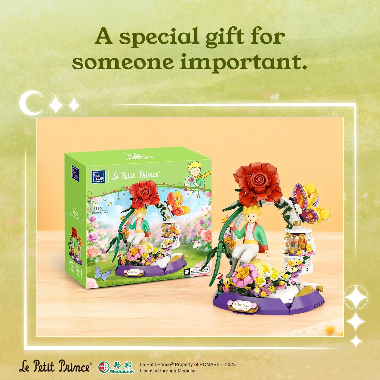 PANTASY the Little Prince Starry Garden Building Set, Floral Fantasy Diorama with Giant Rose & Butterfly, Creative Display Brick Model and Collectible Gift for Fans image number 4