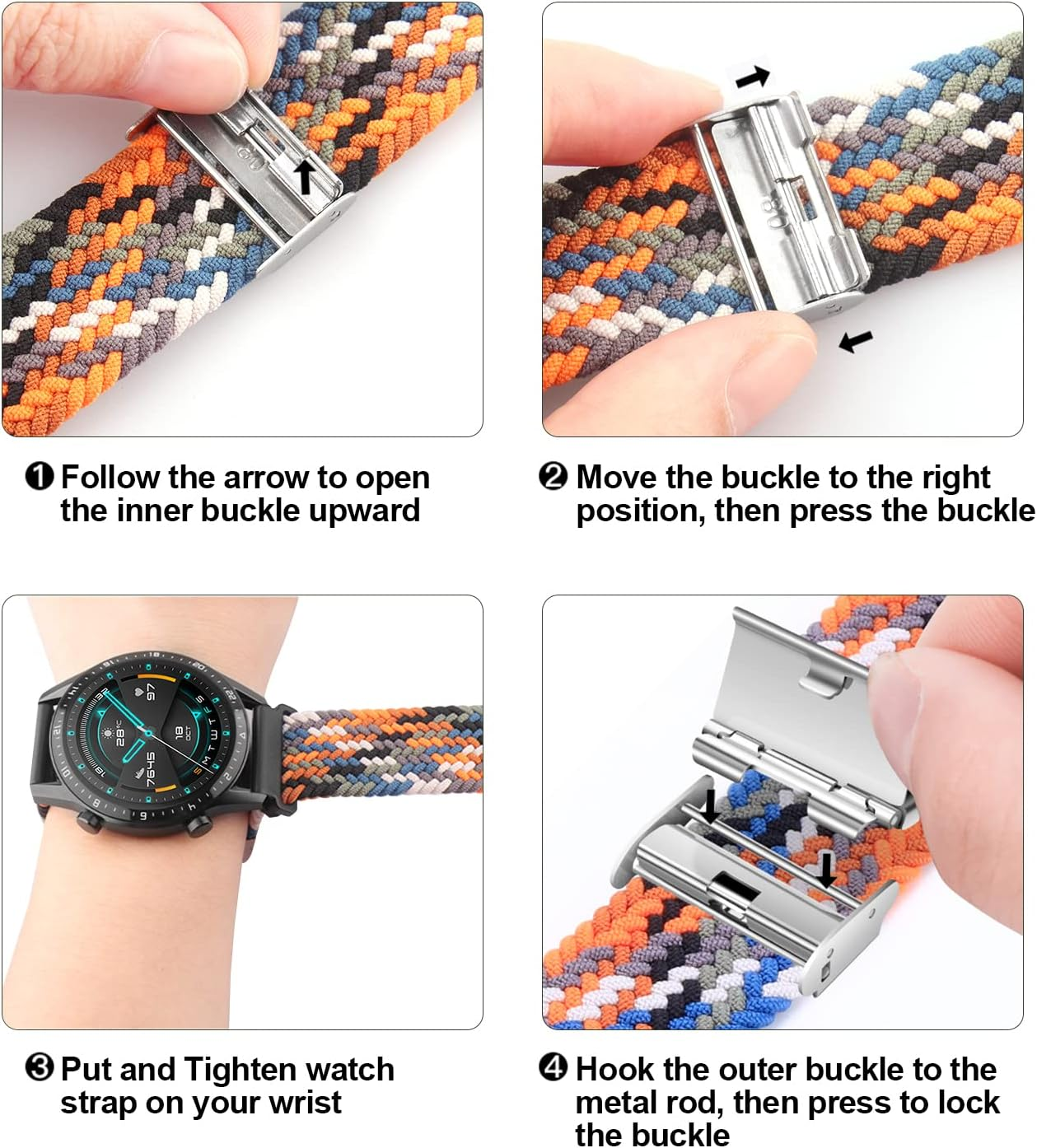 XMUXI Compatible with Samsung Galaxy Watch 3 45Mm Straps Braided Nylon Band, GT 5 GT 4 46Mm Strap, Amazfi GTR 4 GTR 3 Pro Woven Cloth 22Mm Bands Adjustable Elastic Band(Not Include Watch) image number 1