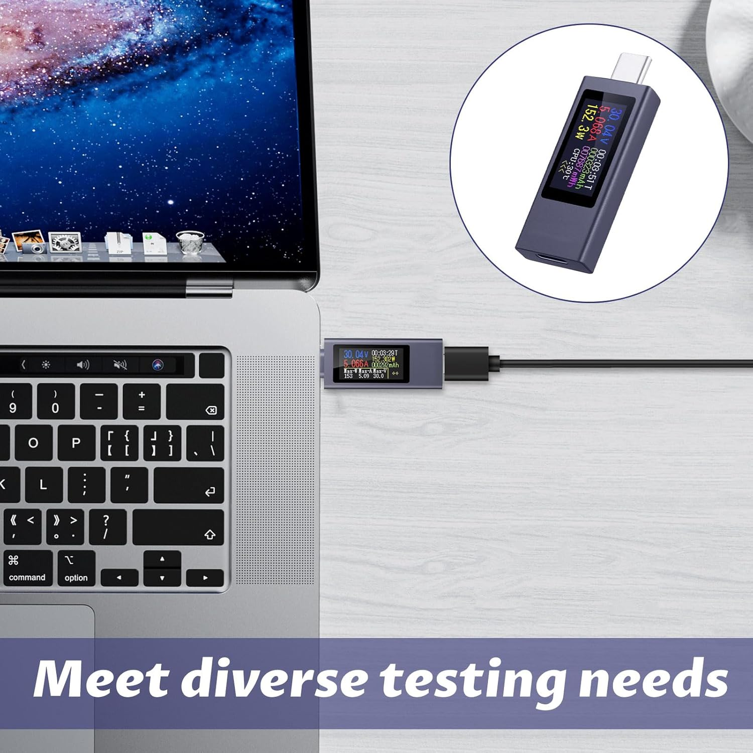 USBC Tester Power Meter, Usb-Tester, Type C Voltage and Current Tester-Meter, Aluminum Alloy Housing with Colorful LED Display, Support Fast Charging Test, Usbcable Charger Detector image number 5