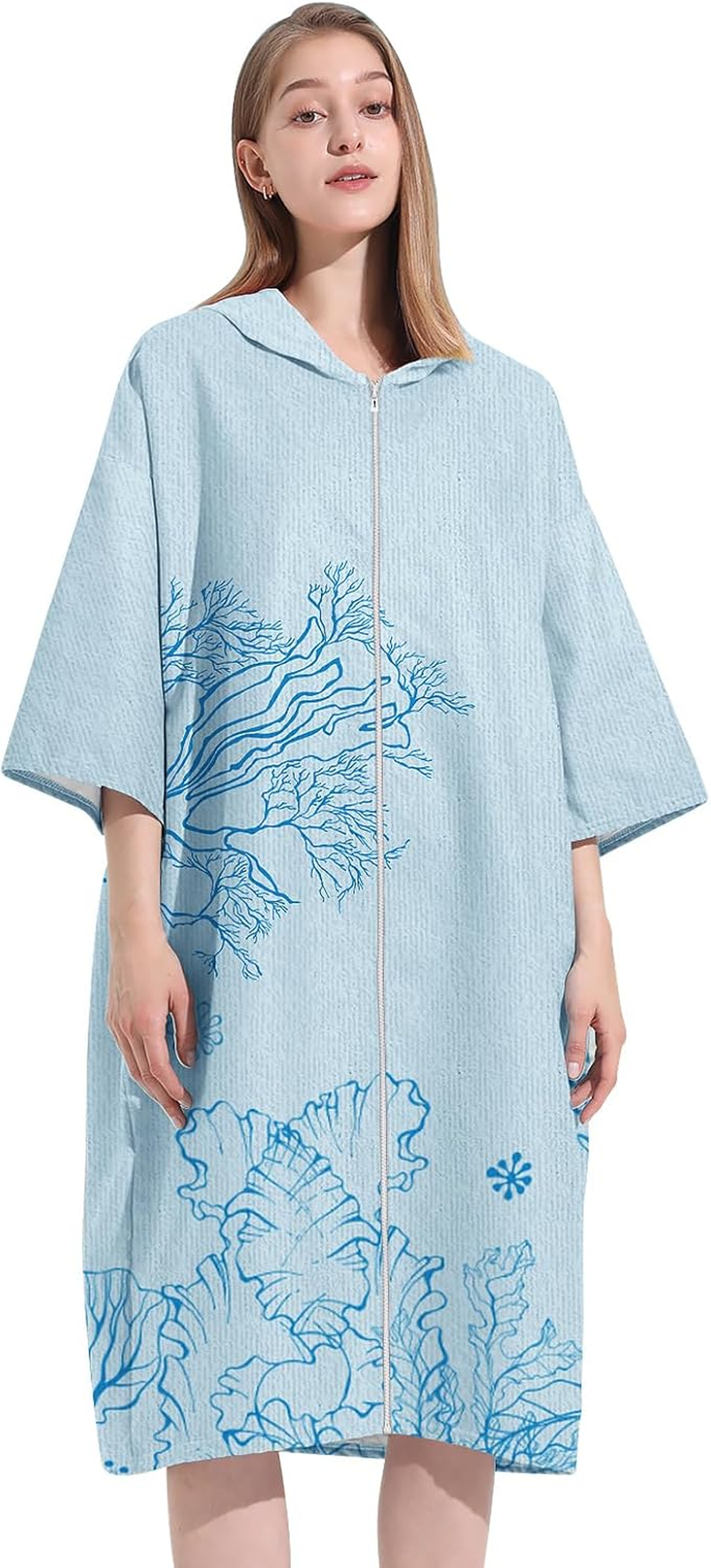 Rdjeokf Changing Towel Robe Hoodie, with Hood | for Changing Out of Your Wetsuit and Keeping Warm, for Surfing, Swim Team and Water Polo, Lightweight, One Size Fits Most (Pink)