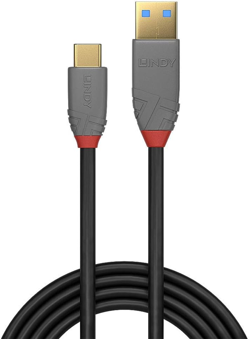USB 3.2 Type a to C Cable, 10Gbps, 5A, PD, Anthra Line, 3M