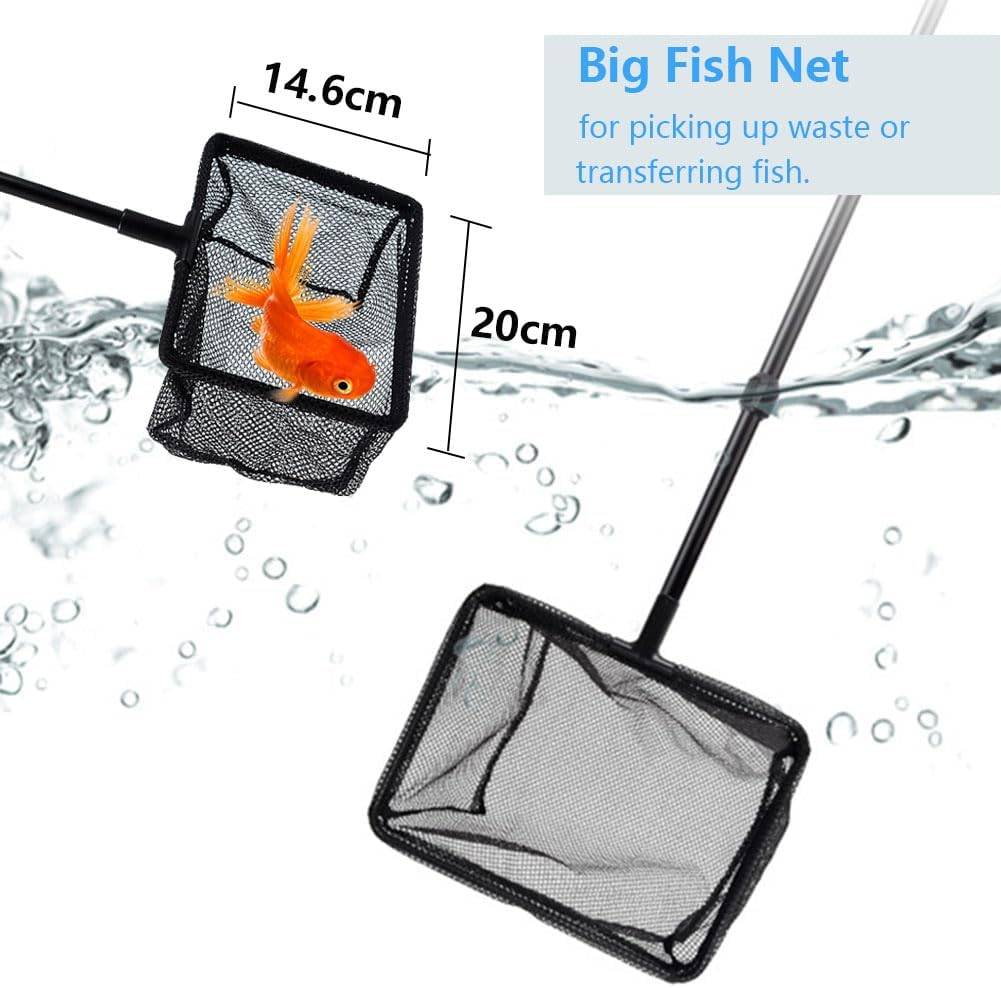 Vekol Fish Tank Cleaner Retractable 6 in 1 Aquarium Cleaning Tools Adjustable Long Handle Fish Tank Brush Cleaner Set with Algae Scraper, Fish Net, Spoon Net, Plant Fork, Gravel Rake, Clean Sponge image number 4