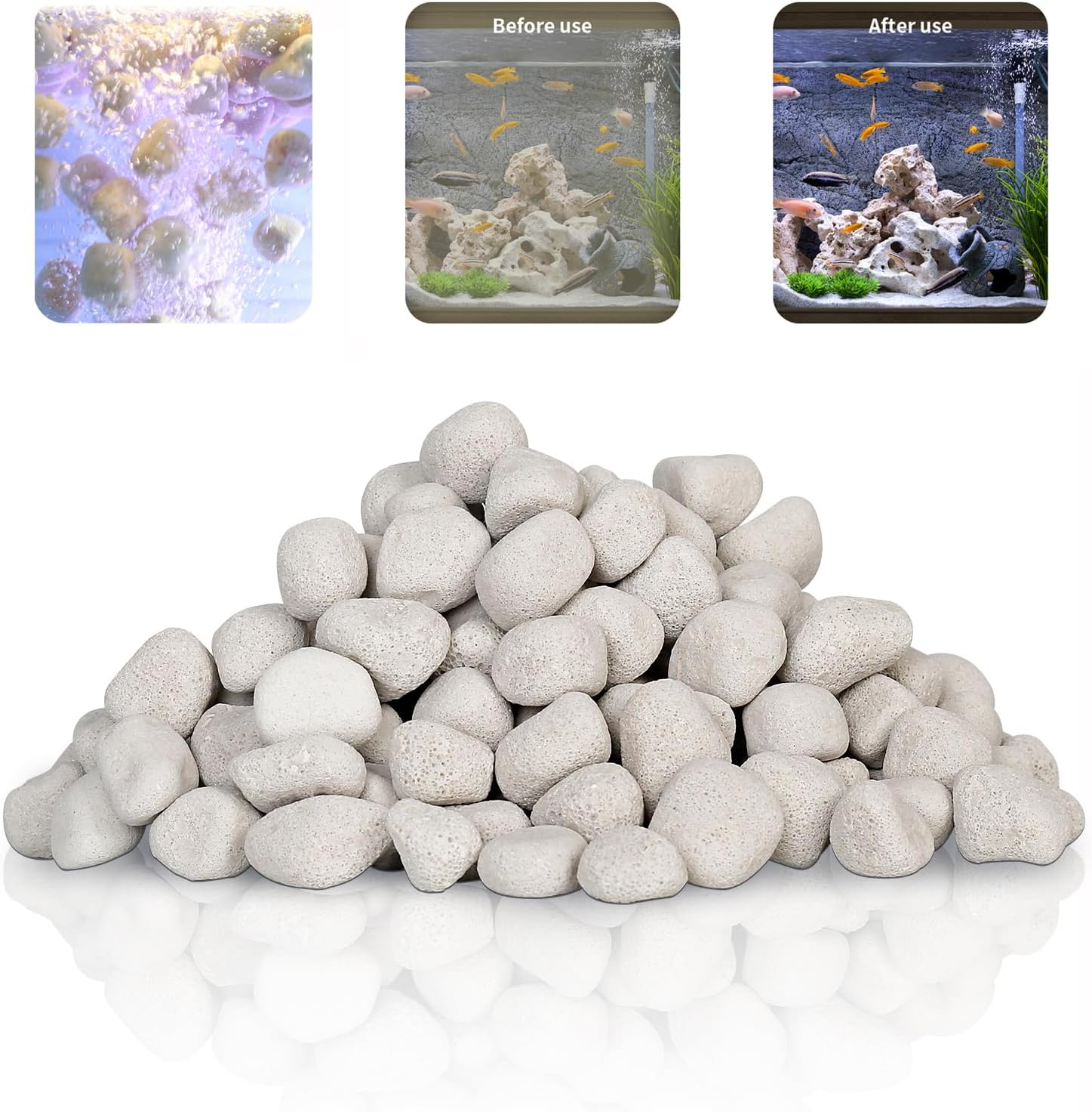 Boxtech Aquarium Filter Media, 1.2 Inch Floating Ceramic Bio Media with Porous Massive Surface Area for Freshwater and Saltwater Fish Tank（400G） image number 1