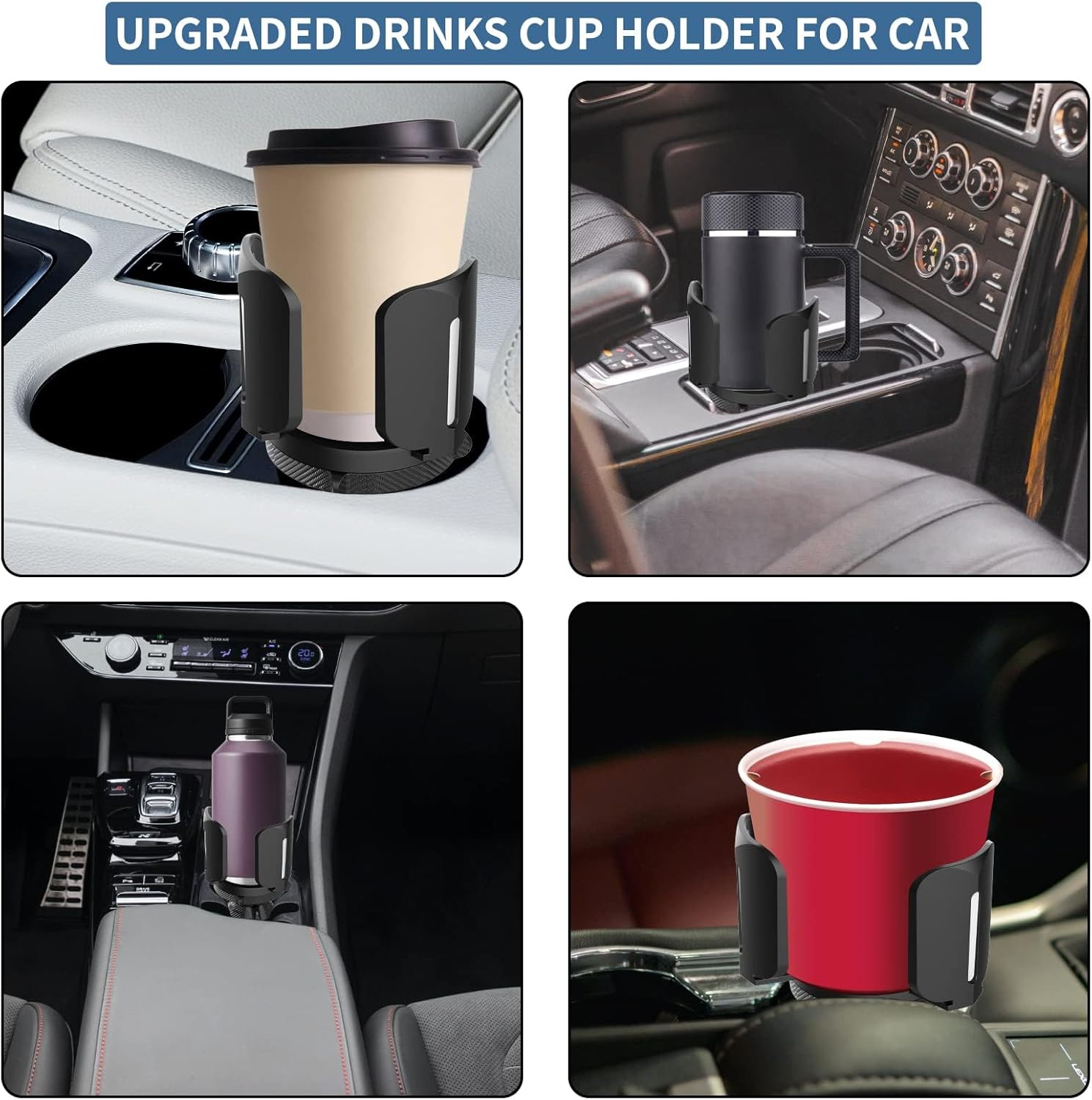 Car Cup Holder, 1 Pcs Car Cup Holder Coaster, Car Cup Holder Expander Organiser Adjustable Base Water Cup Car Accessories for Bottle Drink Holder, Hold Most Bottles and Large Cups image number 4
