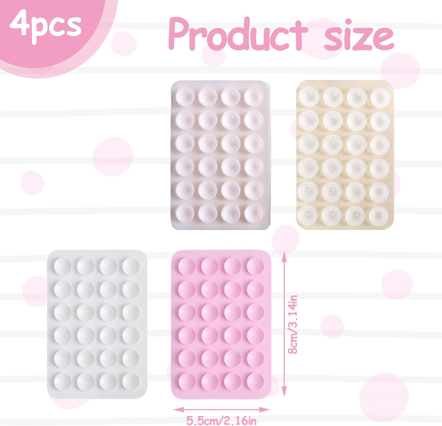 Octobuddy 4 Pack Silicone Suction Phone Case Mount Sticky Phone Grip Suction Holder for Wall Multipurpose Grip Holder for Wall (Transparent White Pink Light Pink)