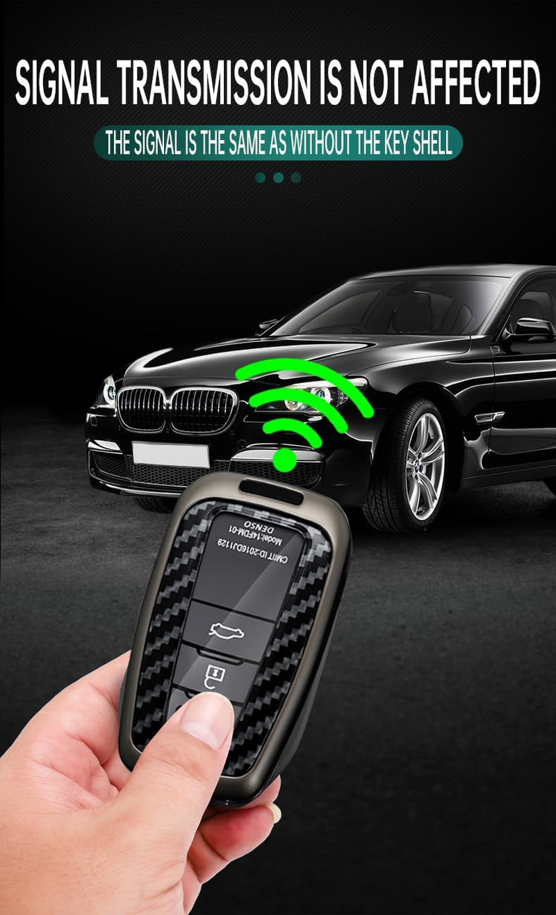 Ontto Metal Car Key Fob Cover Fit for Toyota Camry CHR Corolla RAV4 Avalon Land Cruiser Prado Prius 2017-2022 Key Case Keyring PVC Key Shell Holder Keychian Accessories 2/3/4 Button Black