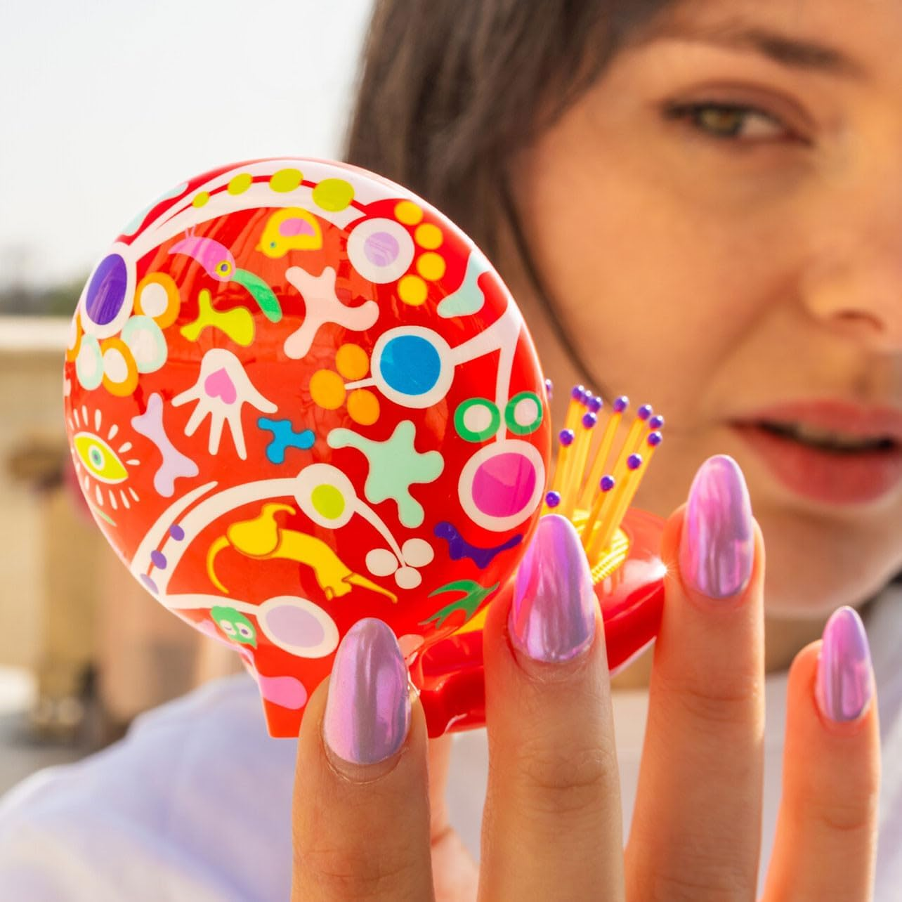 Hairbrush with Mirror 2 in 1 - Lady Retro - Celebration image number 1