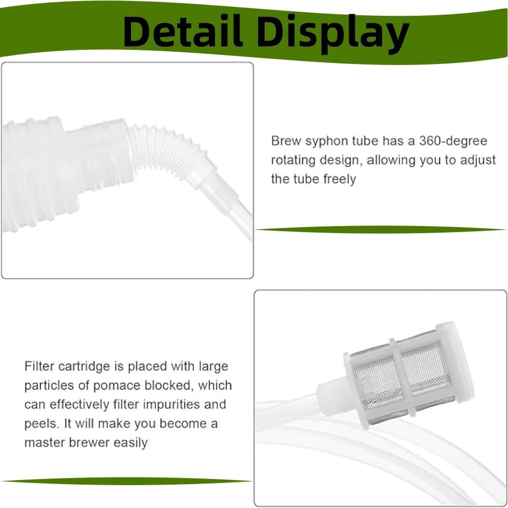 Jindizi 2Pcs X 2Metres Hand Syphon Pump with Filter Trap Home Brew Beer Siphon Filter Soft Pipe Hose for Transferring Wine Beer image number 2