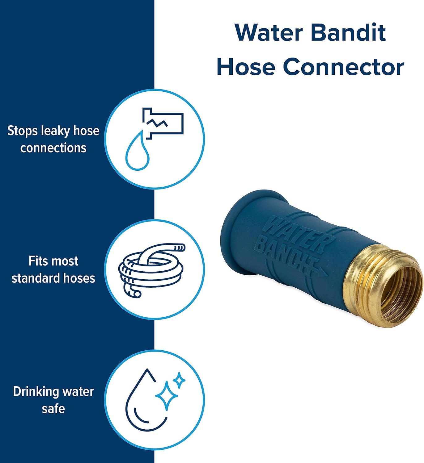Camco Water Bandit - Easily Connect Your RV Water Hose to Damaged or Stripped Faucet Threads or Faucets without Thread - Features a Highly Flexible Silicone-Polymer Sleeve (22484)