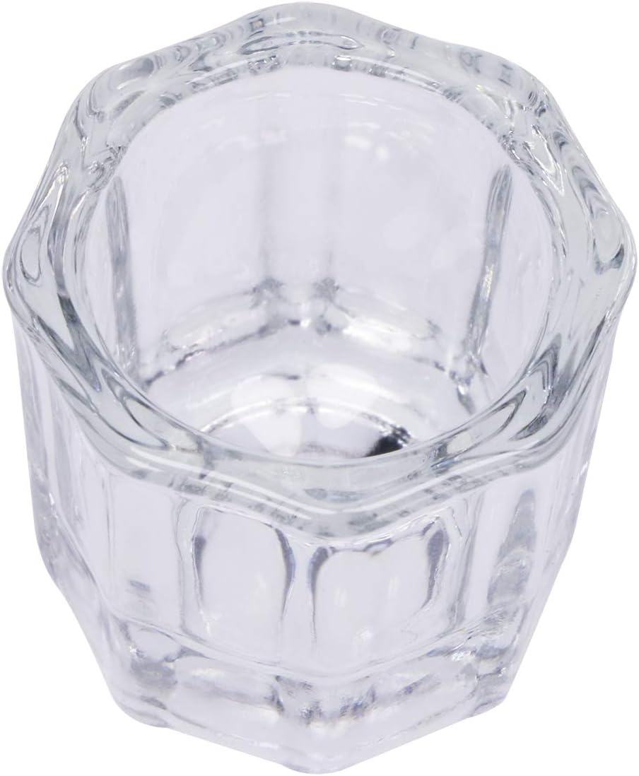 Shapenty Nail Art Acrylic Liquid Powder Dappen Dish Glass Crystal Cup Containers Glassware Tools for Nail Polish Remover Eyebrow Tint and Eyebrow Dye Mixing, 2PCS image number 4