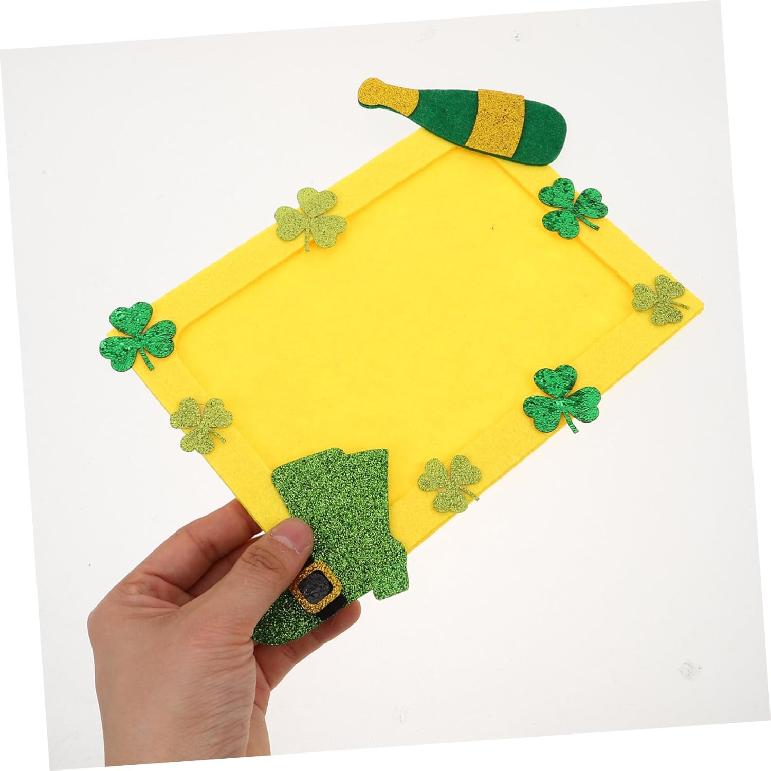 Milisten Patrick'S Day Photo Frame Green Shamrock Design Unfinished Nonwoven Craft for Home Decor Easy to Assemble Holiday Decoration for Celebrating Patrick'S Day image number 3
