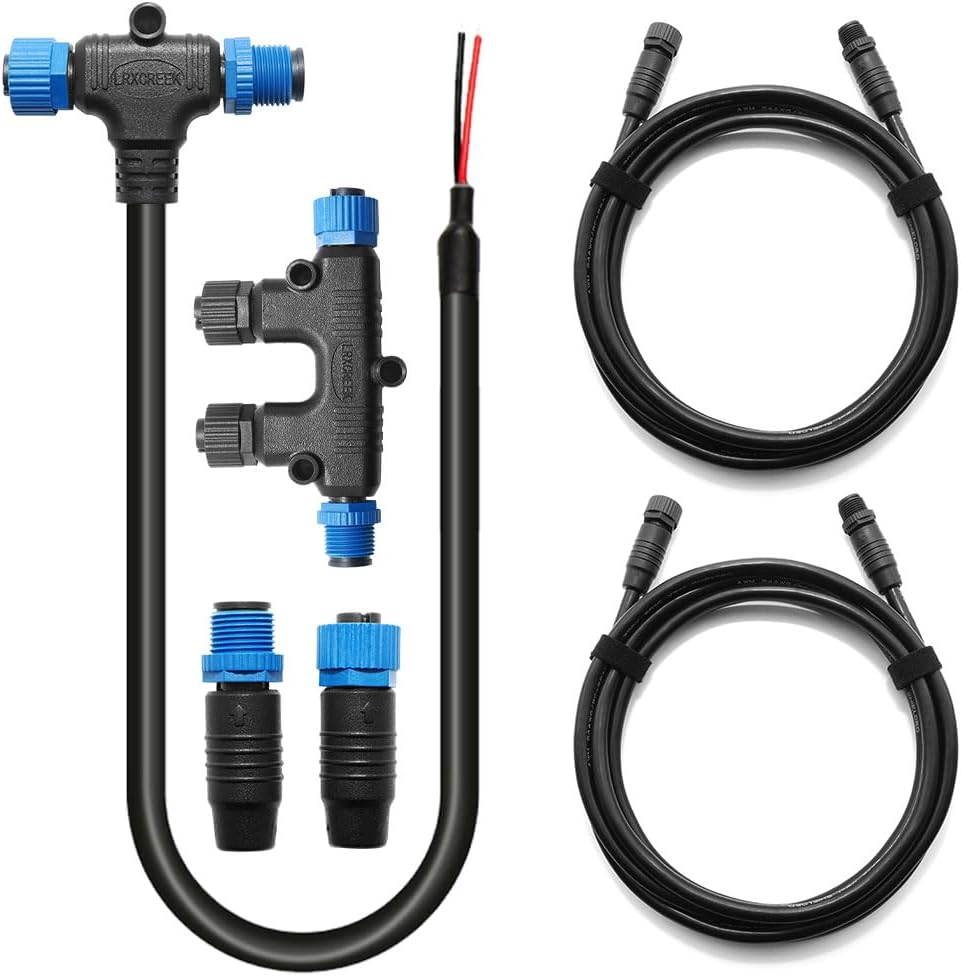 NMEA 2000 Starter Kit Marine NMEA 2K Network Accessories for GPS, Automotive, Boat, Marine Grade NMEA 2000 Backbone Cables Drop Cables Tees Terminators (Dual Device)