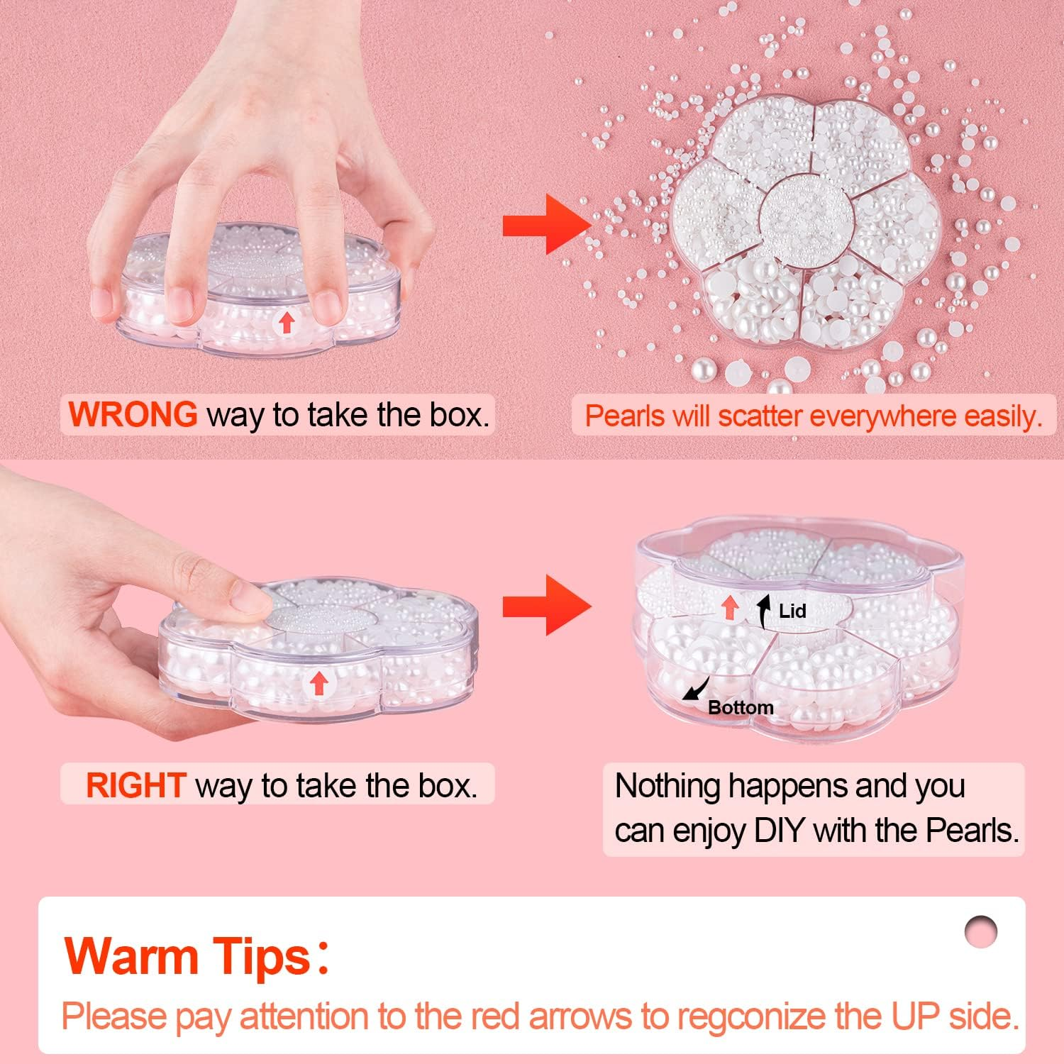 Nail Art Flat Back Half round Pearl Kits 3, Mixed Sizes 6000 Pcs White Small Pearls for Nails with Picking Tools for Graduation Cap Decorations Home DIY Body Face Craft Salon Use - 08-2400Pcs Beige image number 3