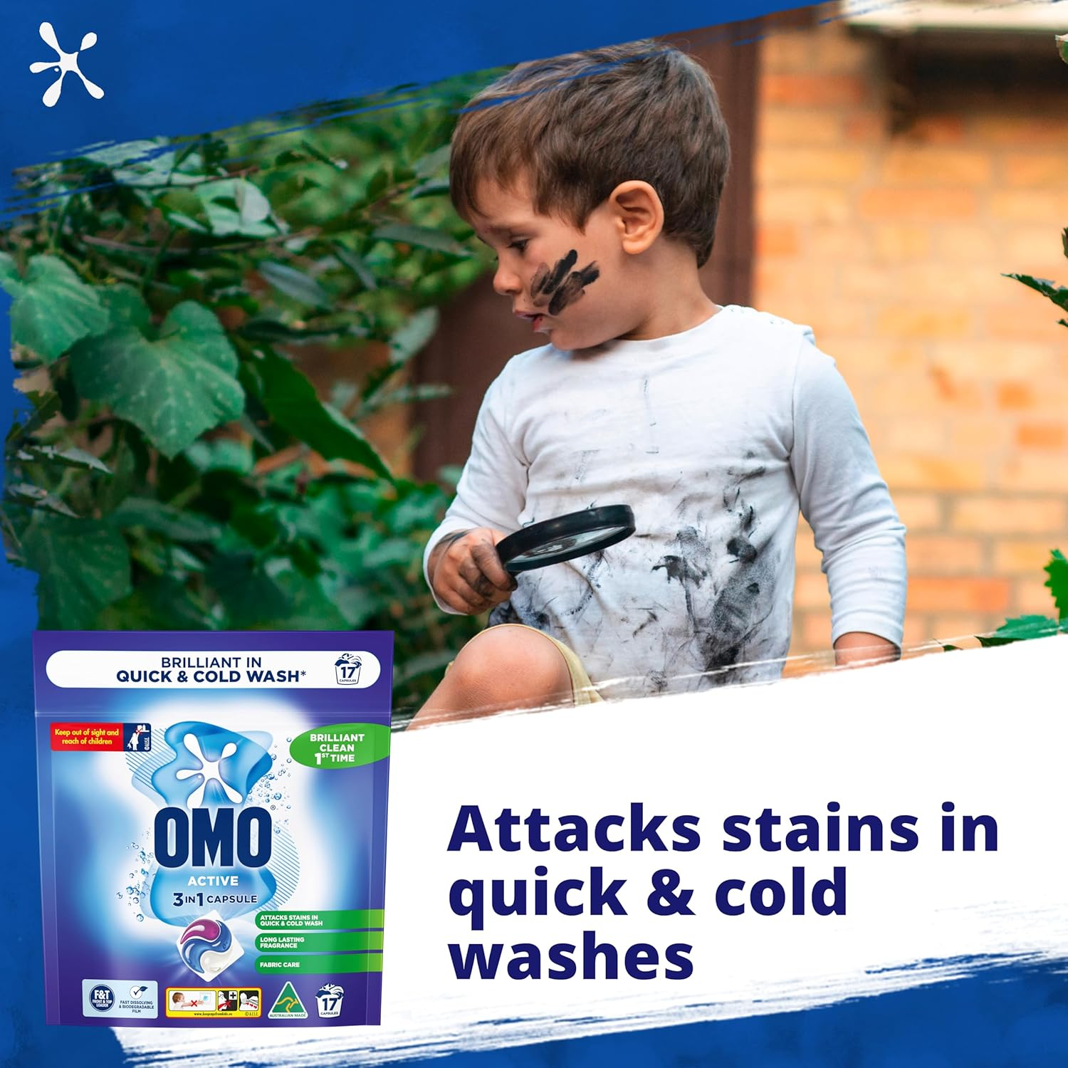 OMO Active 3 in 1 Laundry Capsules, 17 Pack image number 1