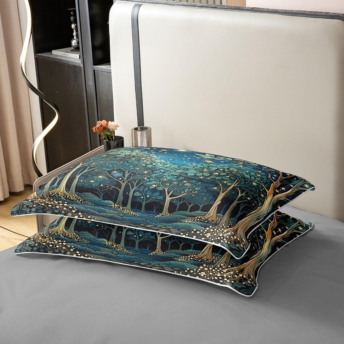 Fantasy Stars 100% Cotton Duvet Cover 155 X 220 Cm Bohemian Night Bedding Set for Women Girls Botanical Forest Tree Retro Art Dreamy Bed Linen Abstract Mysterious Aesthetic Room Decor Bed Set image number 1