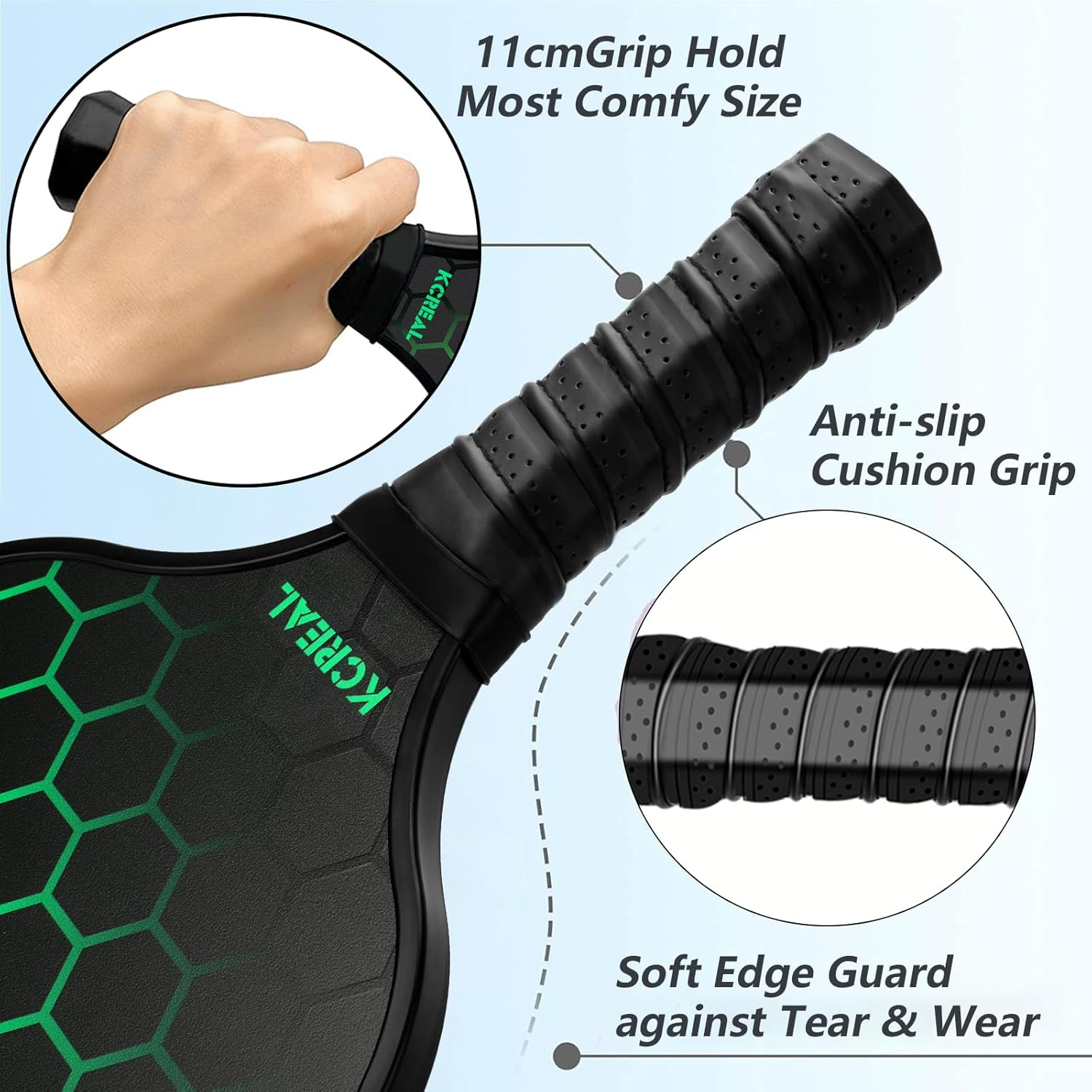 Pickleball Paddles Set, Fiberglass Pickleball Set with 4 Pickleball Paddles, 4 Pickleball Balls and Pickleball Bag, Pickleball Rackets Equipment for Beginners & Pros image number 5