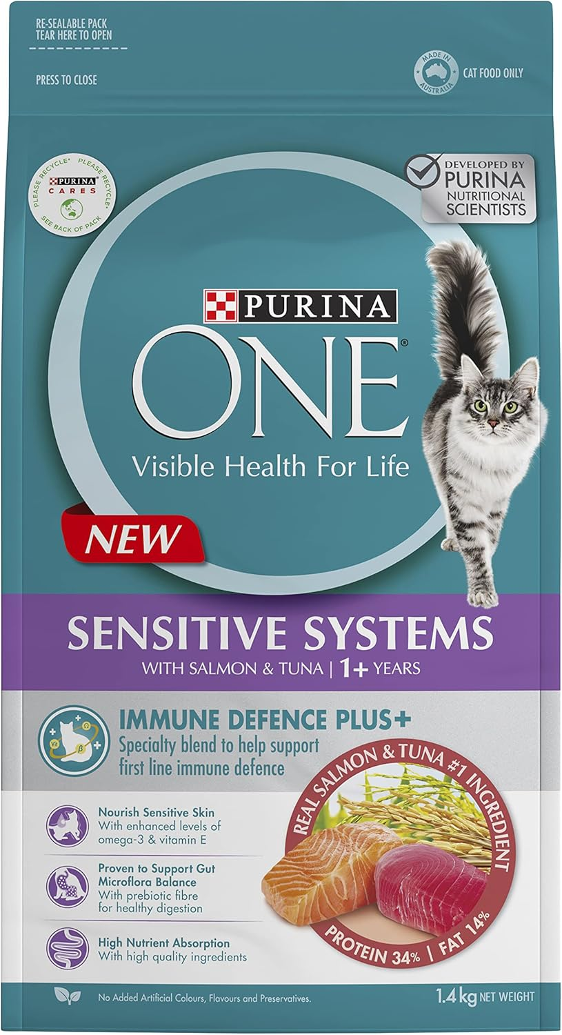 PURINA ONE Adult Dry Cat Food Sensitive Salmon & Tuna 1.4Kg image number 2