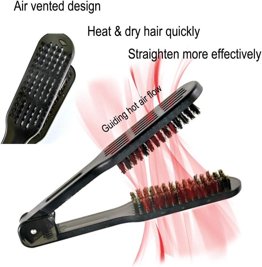 Clamp Hair Brush Straightener Detangler Splint Comb Nylon Bristle Double Sided Straightening Brush Air Vented Flat for Wet,Dry,Fine,Thick Natural Hair image number 3