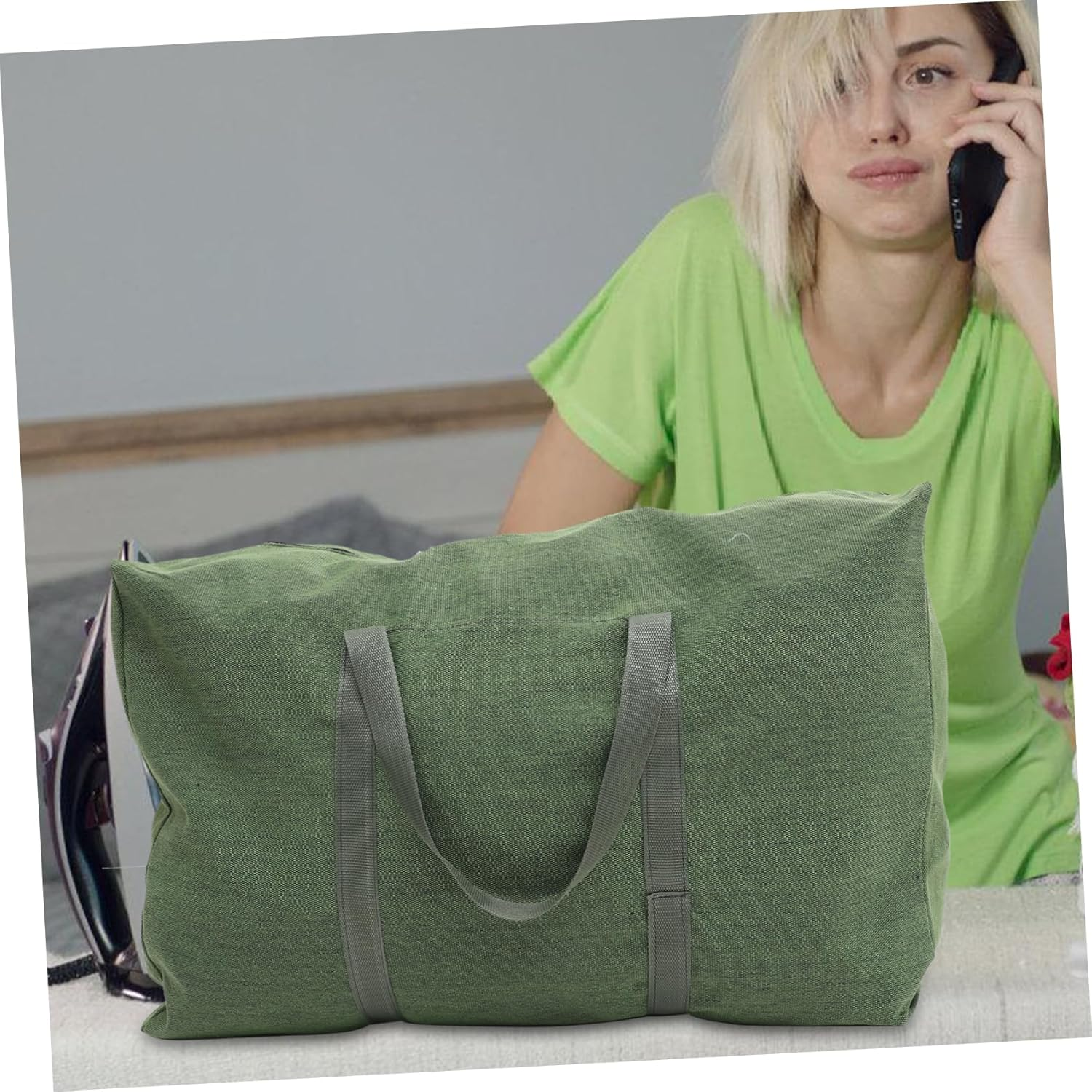 Happyyami Large Zipper Canvas Travel Duffle Bag Luggage Storage Bag for Clothes and Comfortable Handle for Homecoming and Travel Use image number 5