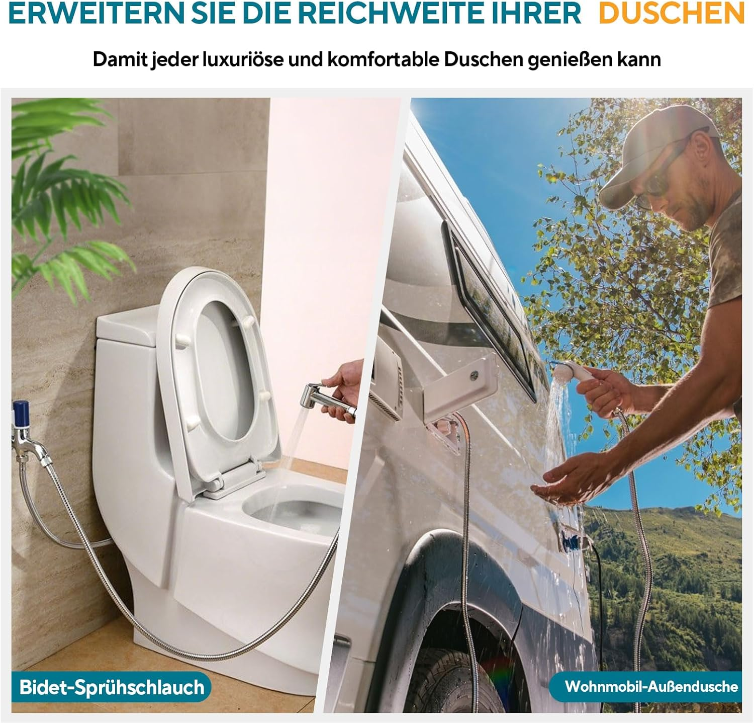 Shower Hose 2M Flexible Long Shower Hose Chrome Made of Stainless Steel Anti-Kink Anti-Explosion Leakproof Encryption Universal Brass Connector Replacement Metal Shower Pipe Cable image number 3