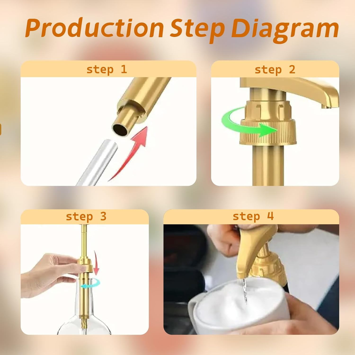 JDFHFGB 4 Pack Syrup Pump Dispenser for Coffee, Non Drip Reusable Dispenser Pumps for Flavoring Syrups, Smoothies, Teas & Snow Cones, Ideal for Home Kitchen Use(750Ml Bottles) image number 1