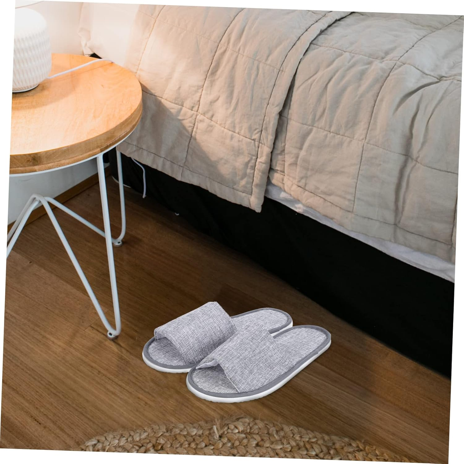 BIUDECO 6 Pairs Open Toe Travel Slippers with Skid Sole Disposable Lightweight Footwear for Hotel Spa and Bathroom Use Comfortable Non Slip House Shoes image number 5