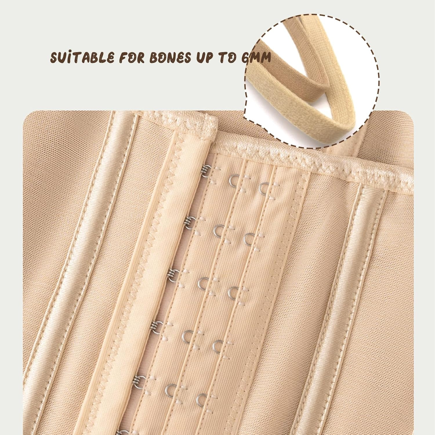 10 Yards Nylon Plush Boning for Sewing, 3/8 Inch Corset Boning Casing, Bra Underwire Casing Elastic Band, Beige Hollow Nylon Ribbon Bone Casing, Underwire Channeling Tape for Lingerie Bridal Gowns image number 6