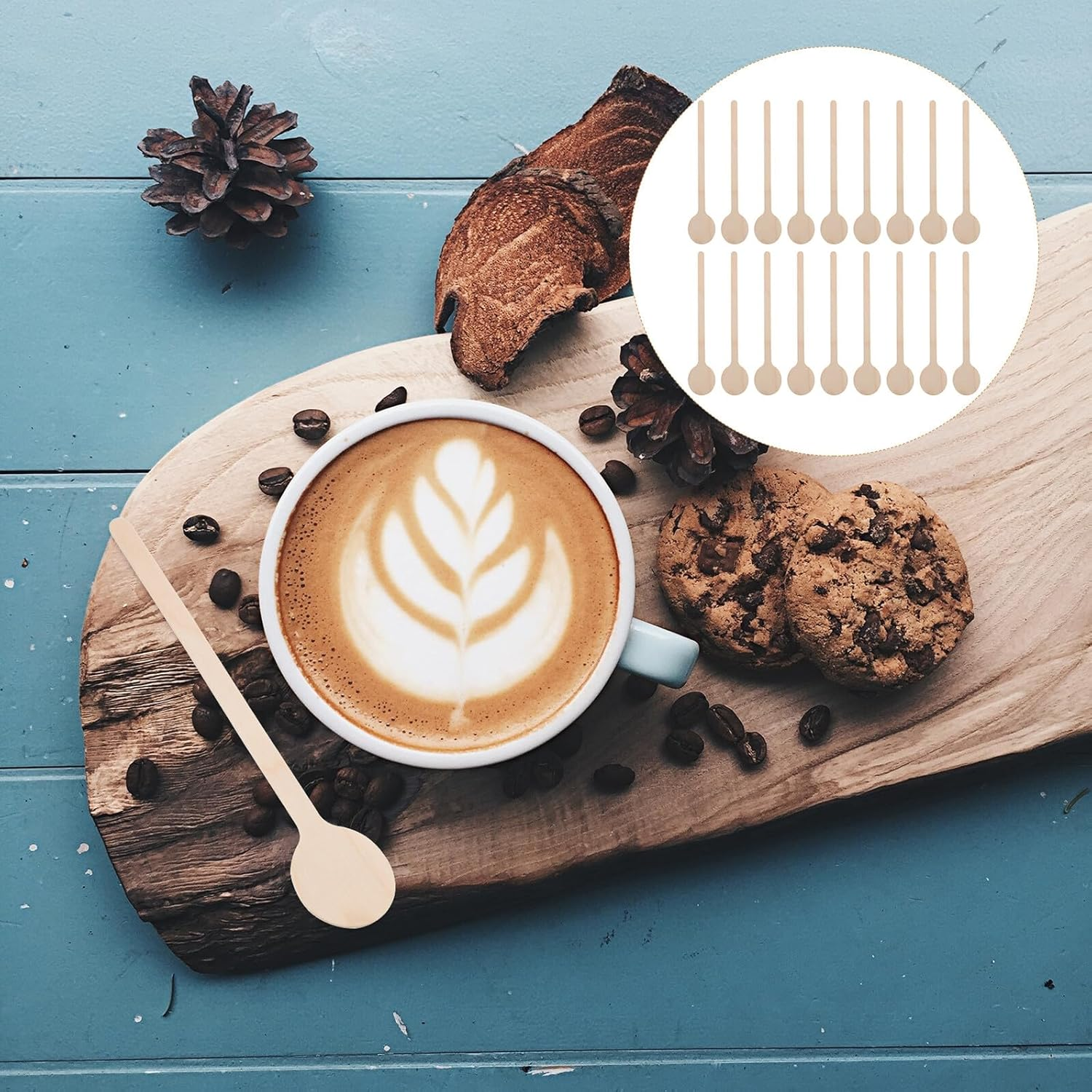 Cabilock 50Pcs Wooden Coffee Stirring Sticks Natural Wood Beverage Stirrer Mixing Rods for Home Coffee Bar and Tea Drinkers