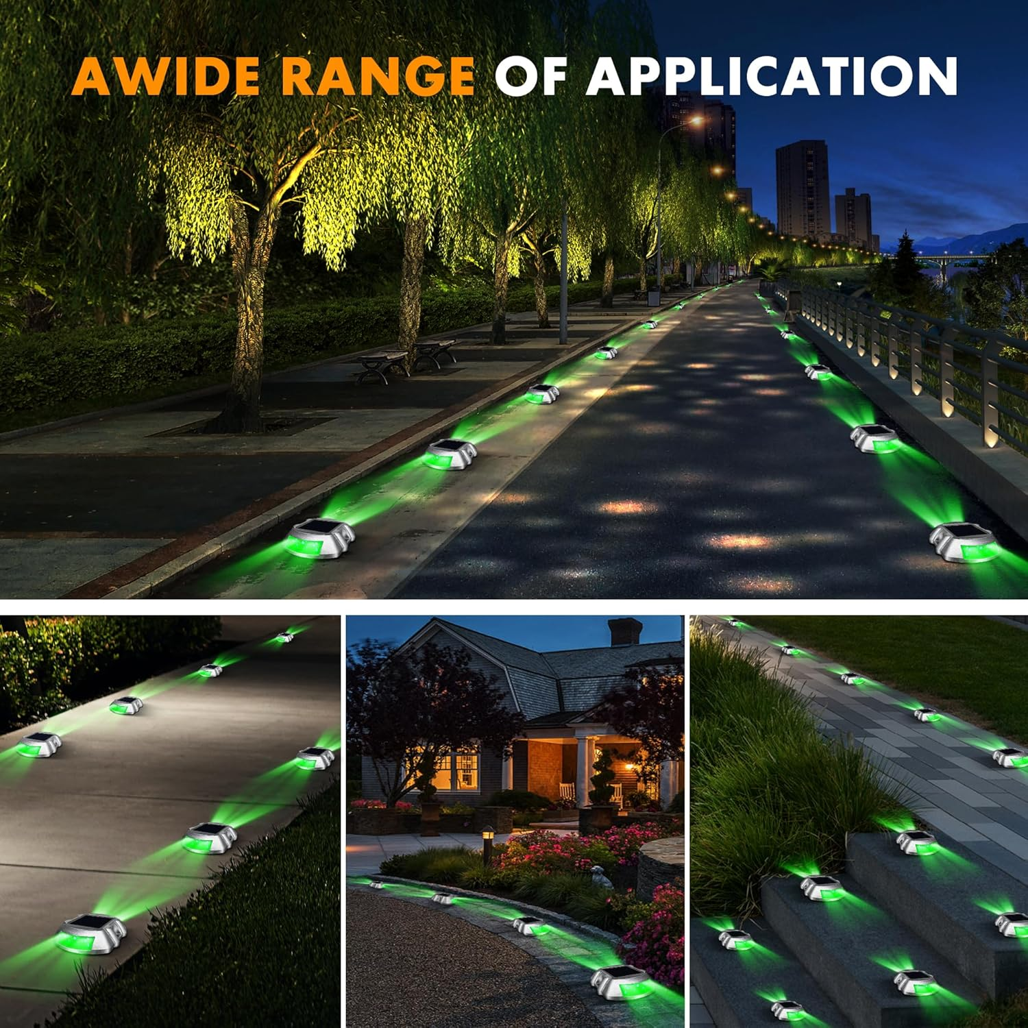 2 Pack Solar Driveway Lights,Solar Deck Lights,Ground Marker Lights,Wireless Driveway Safety Light,Cast Aluminium Road Highway Spike Lamp,Waterproof Wireless Dock Light for Pathway Garden Walkway image number 2