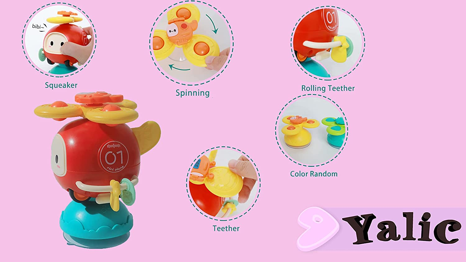 3-In-1 High Chair Baby Suction Cup Spinner Toy，Montessori Top Spinning Gyro Toy, Bath and Shower Early Learning Toy 6 to 18 Months, Children'S Christmas Day Gift image number 2