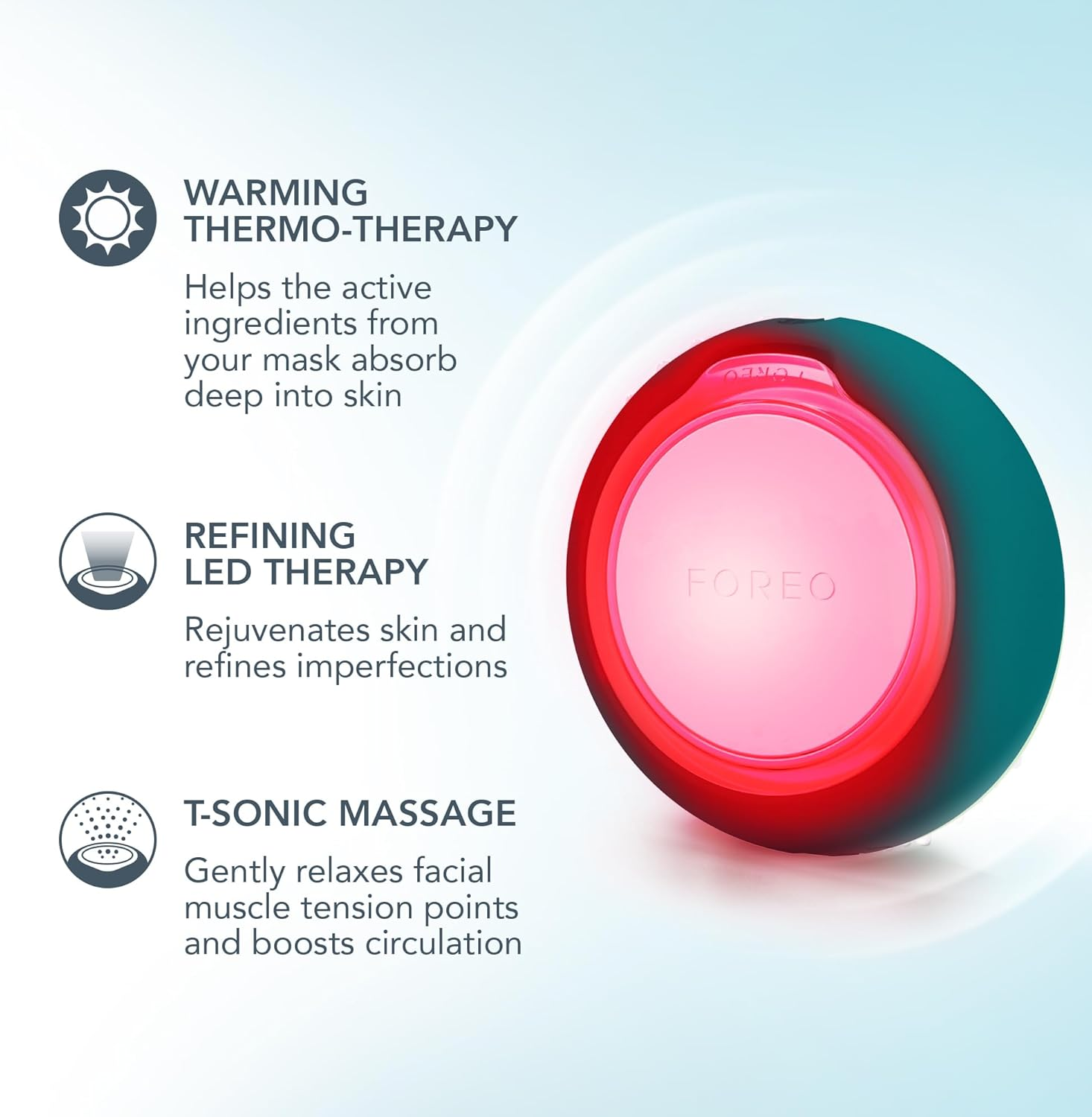 FOREO UFO 3 Go - Compact 4-In-1 Full Facial LED Mask Treatment - Deep Moisturiser - anti Aging Face Mask Beauty - Face Massager - Evergreen image number 5