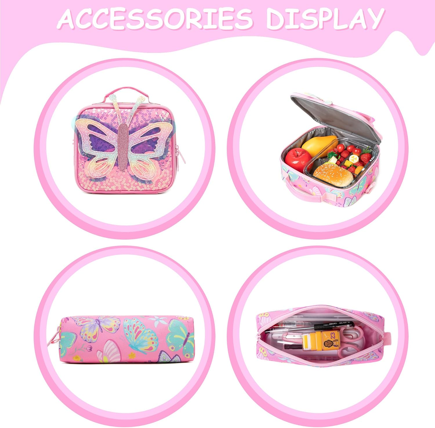 ZBAOGTW Rolling Backpack for Girls Unicorn Rolling Backpack with Lunch Box and Pencil Bag Adjustable Length Wheeled Backpack image number 1