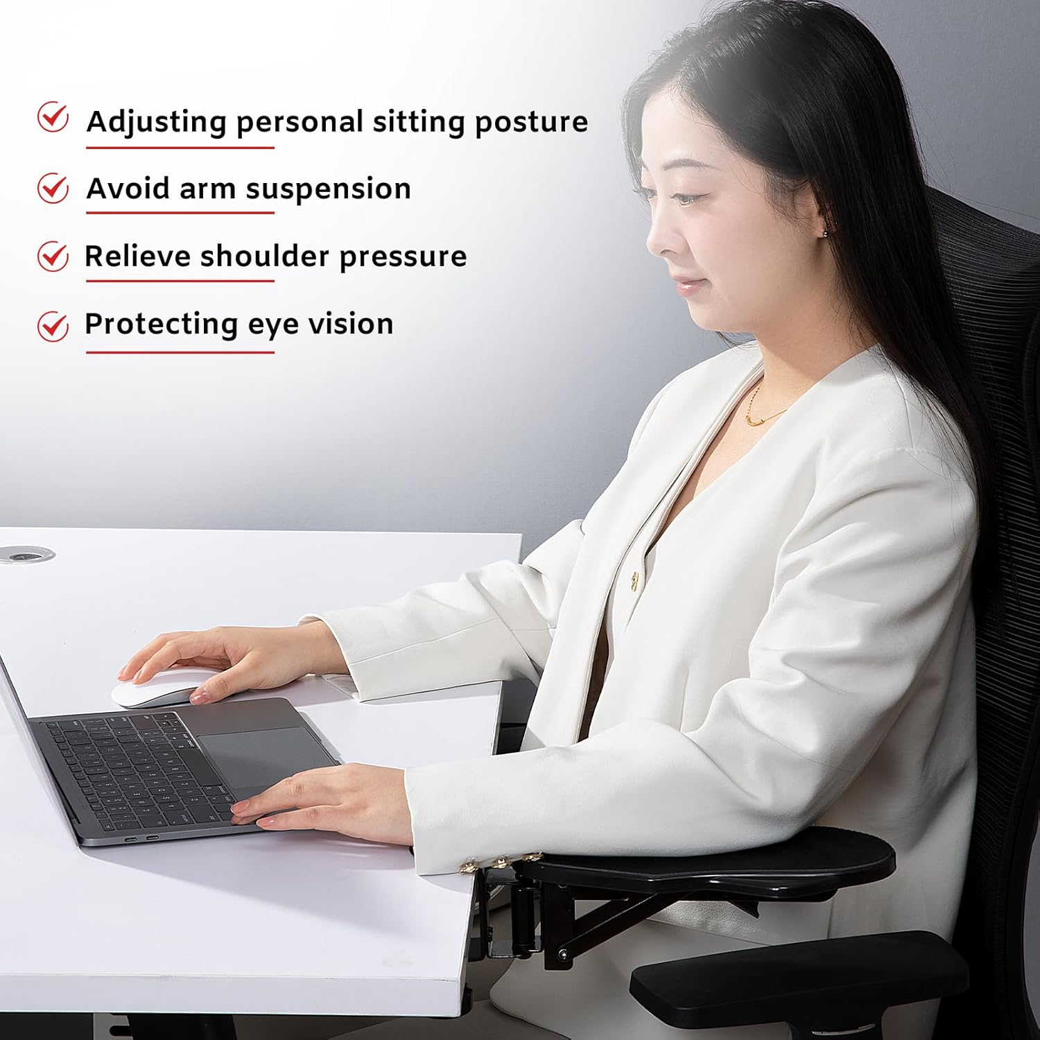 Hovadova Computer Arm Rest for Desk, 180&deg; Adjustable Rotating Desk Extender Tray, 90&deg; Foldable Elbow Arm Support, Ergonomic Desk Arm Wrist Rest Shelf for Home and Office