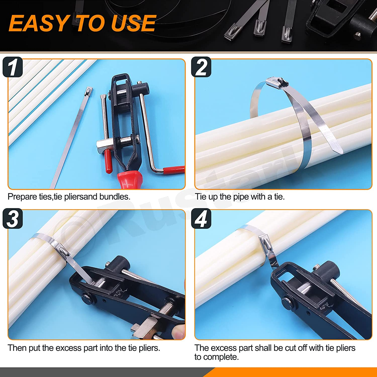 37Pcs 4" 8" 14" Automotive CV Joint Boot Clamp Pliers with 304 Stainless Steel CV Joint Boot Band Clamps Adjustable Assortment Kit Axle Clamp Tool for Auto, ATV image number 1