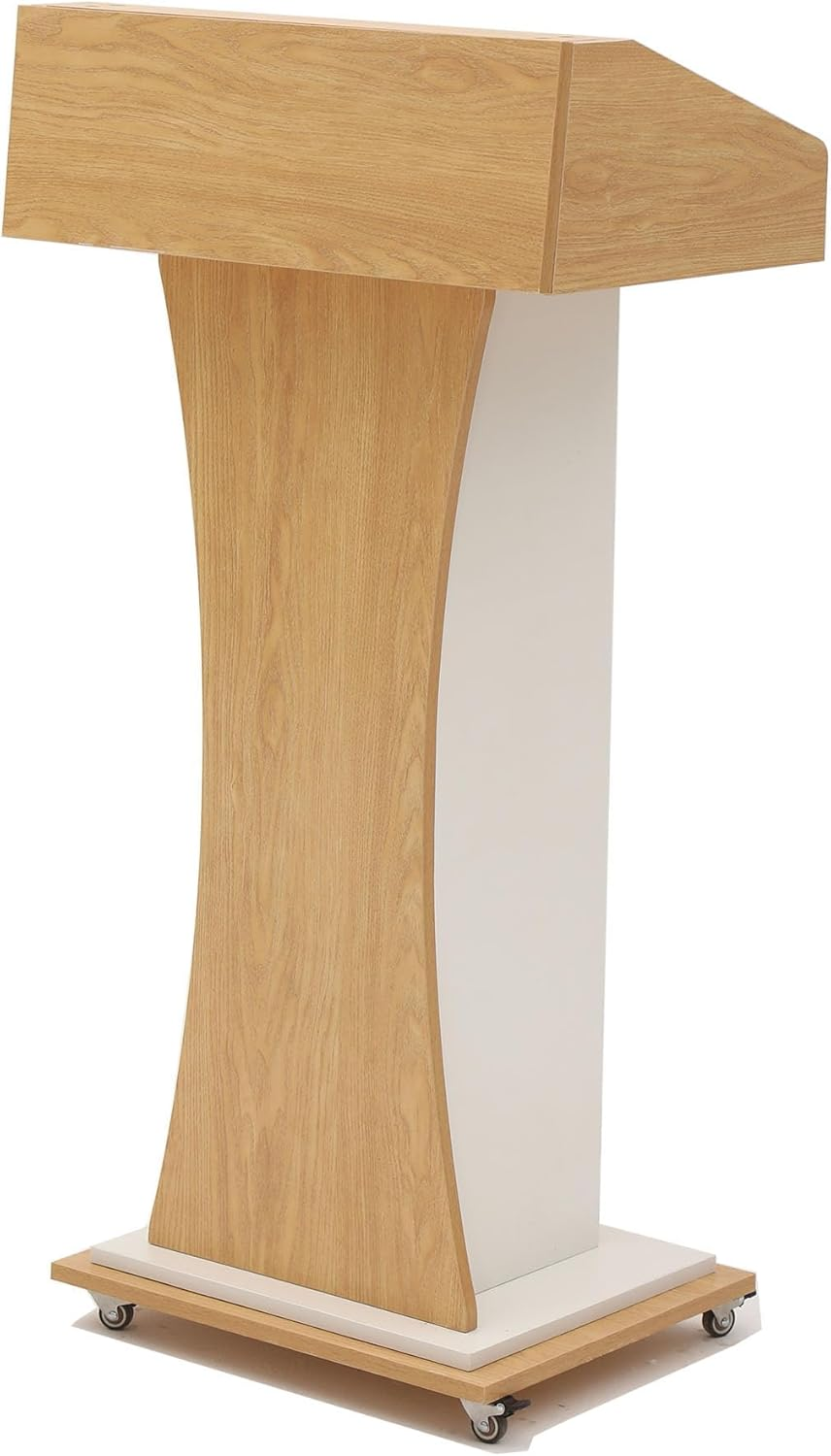 Xibolai Mobile Wooden Podium Stand with Wheels Lectern 16MM Wood Board Elegant Design with Storage Wooden Pulpit image number 6