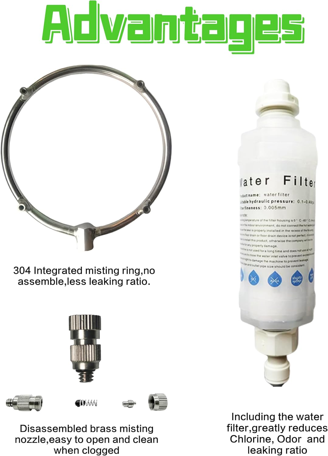 Stainless Steel Outdoor Misting Fan Kit for a Cool Patio Party Garden Breeze.Water Mister Spray for Cooling Outdoor,Detachable Brass Misting Nozzle,26Ft Misting Line + Fit to Any Outdoor Fan image number 5