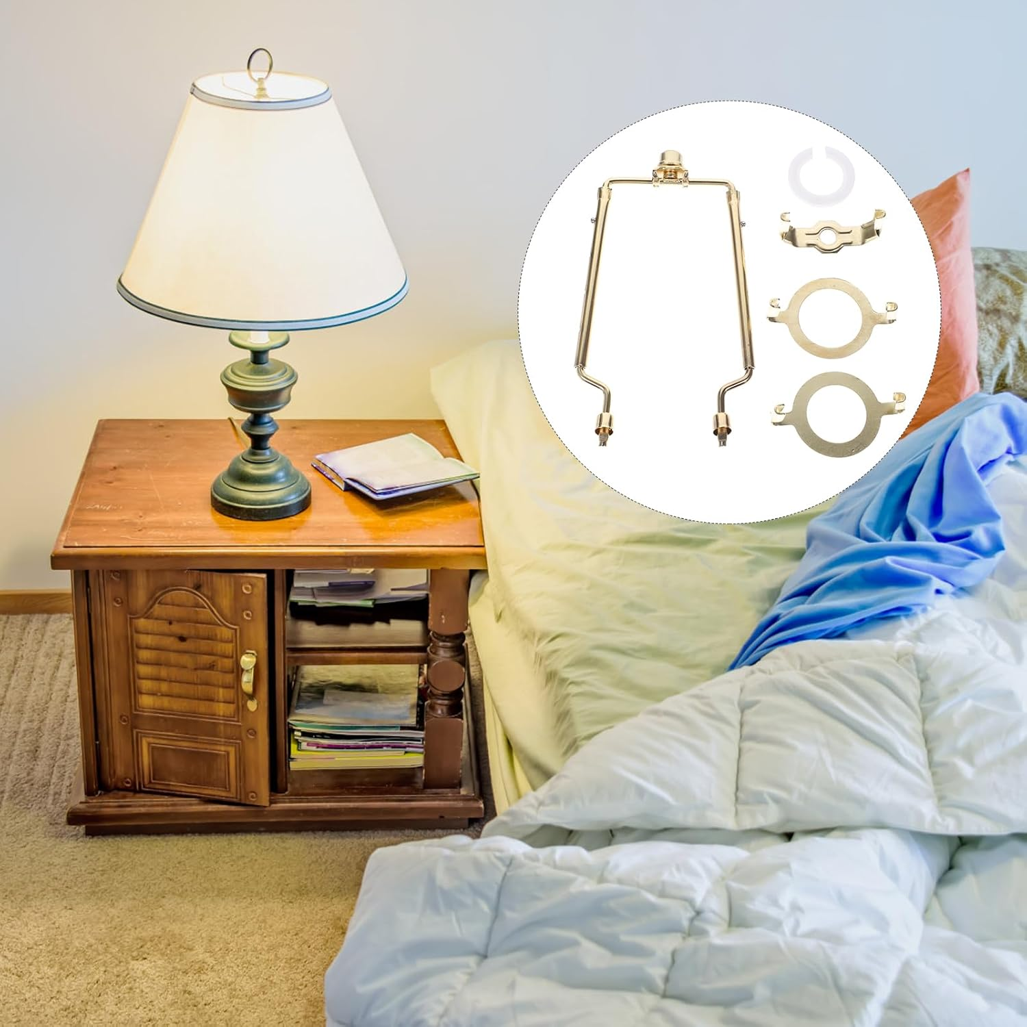 DOITOOL Adjustable Lamp Shade Harp Holder Nickel-Plated Metal Bracket Lighting for Table and Floor Lamps Fits 9-12 Inch Shades Suitable for Home Cafe Restaurant Use image number 1