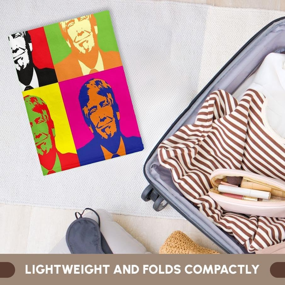 3Drose Towel, Image of Collage of Nine Trump Faces in Abstract Colors image number 5