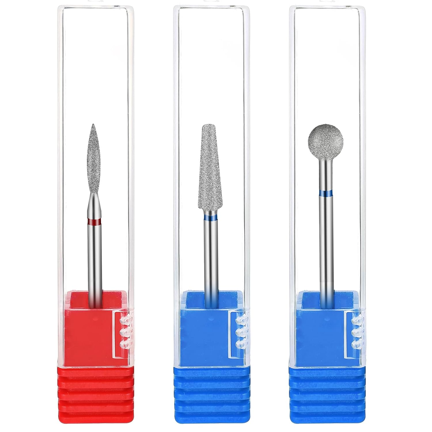Yuxianlb 3 Pcs Diamond Nail Drill Bits Cuticle Drill Bits Ball Shape Cuticle Nail Trimmer Bit Flame Bit All in One Nail Prep Kit for Manicure Salon Cuticle Remove for under Nail Dead Skin Cleaning