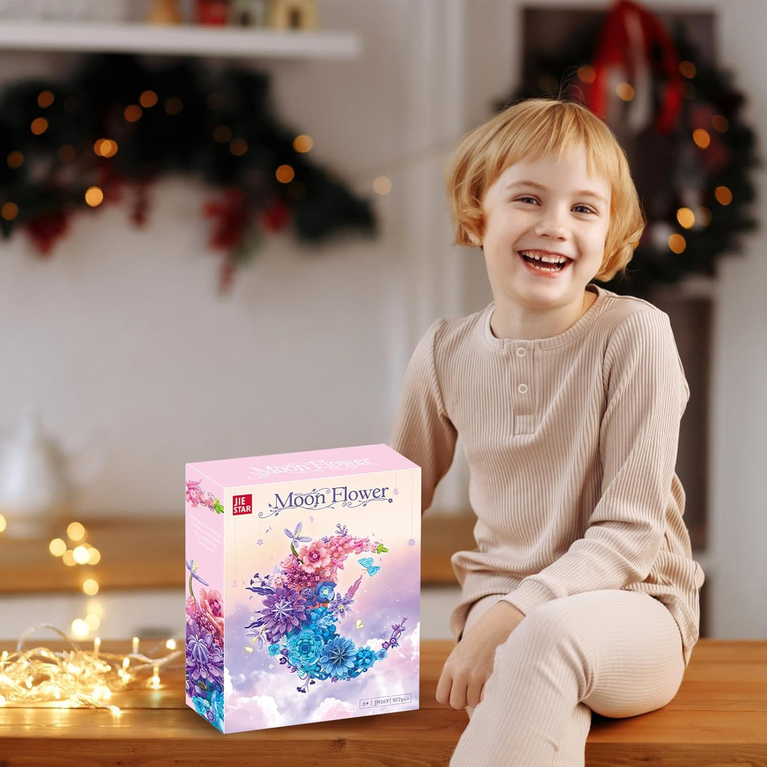 Pink Moon Flower Botanical Building Blocks, Artificial Bouquet Set, Home Office Wall Decor, Birthday Valentine'S Day Gifts for Woman Girls Ages 8+(977PCS) - Blue image number 3