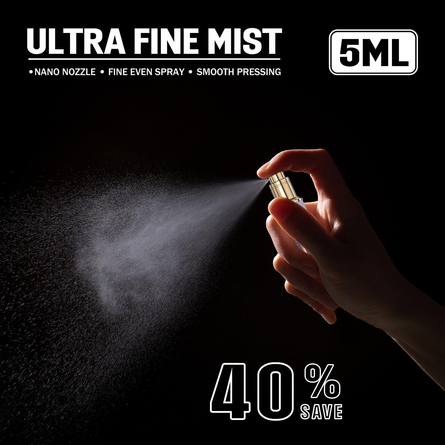 Longfng 5ML Travel Perfume Atomizer, Refillable Perfume Bottle with Retro Pattern, Leakproof Portable Small Spray Bottle for Women & Men, Elegant Mini Fragrance Accessory (Dark Floral)