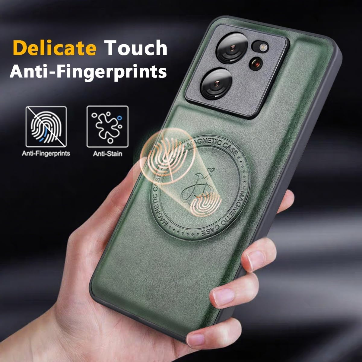 BEEJTUNY Mobile Phone Case for Oneplus ACE Pro/Oneplus 10T, Magnetic Case for 2300 Gauss Strong, Leather Shockproof Protective Case, Supports Wireless Charging, Black image number 4